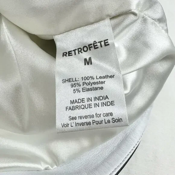 Retrofete Womens Sian Leather Zipper Mini Skirt Medium White Black Edgy - Picture 10 of 13